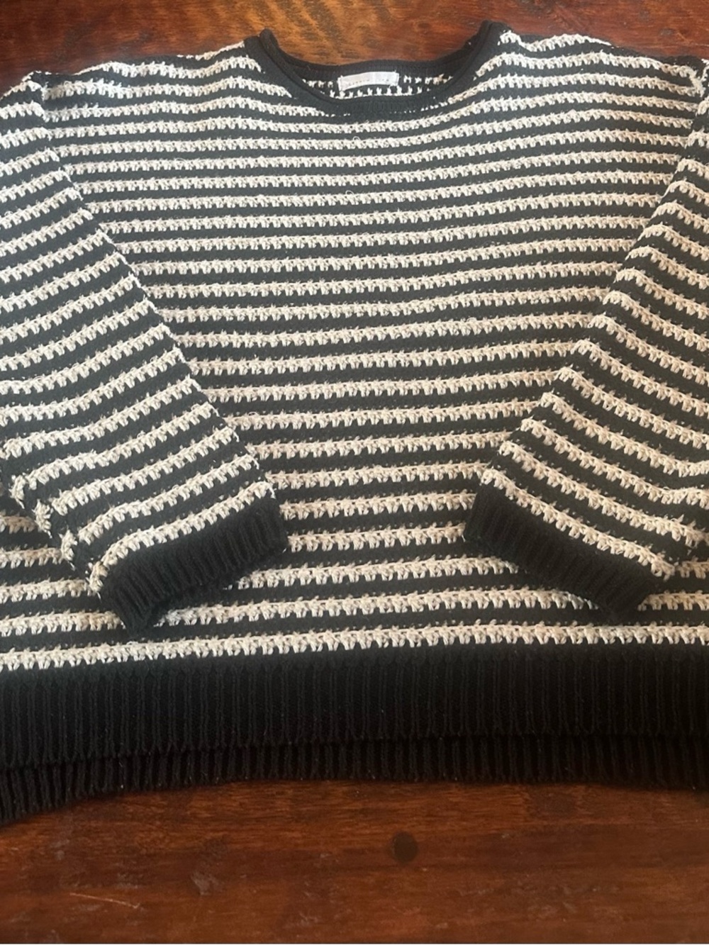 Anthropologie Black & White Striped Crewneck Sweater - Picture 3 of 5